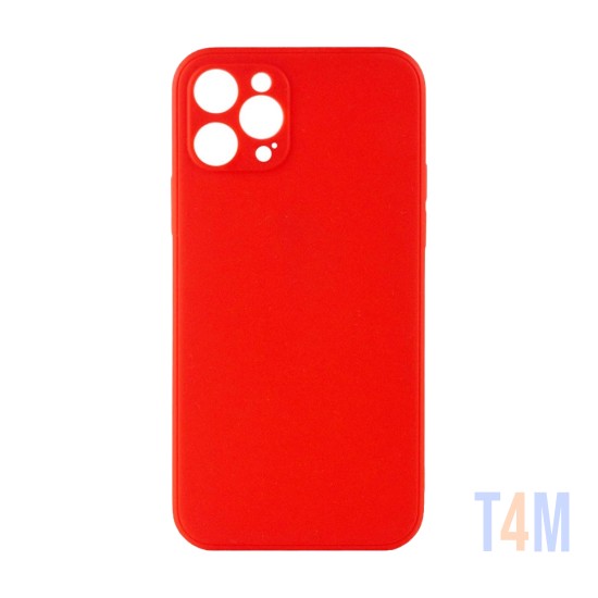 Capa de Silicone com Moldura de Câmera para Apple iPhone 12 Pro Max Vermelho